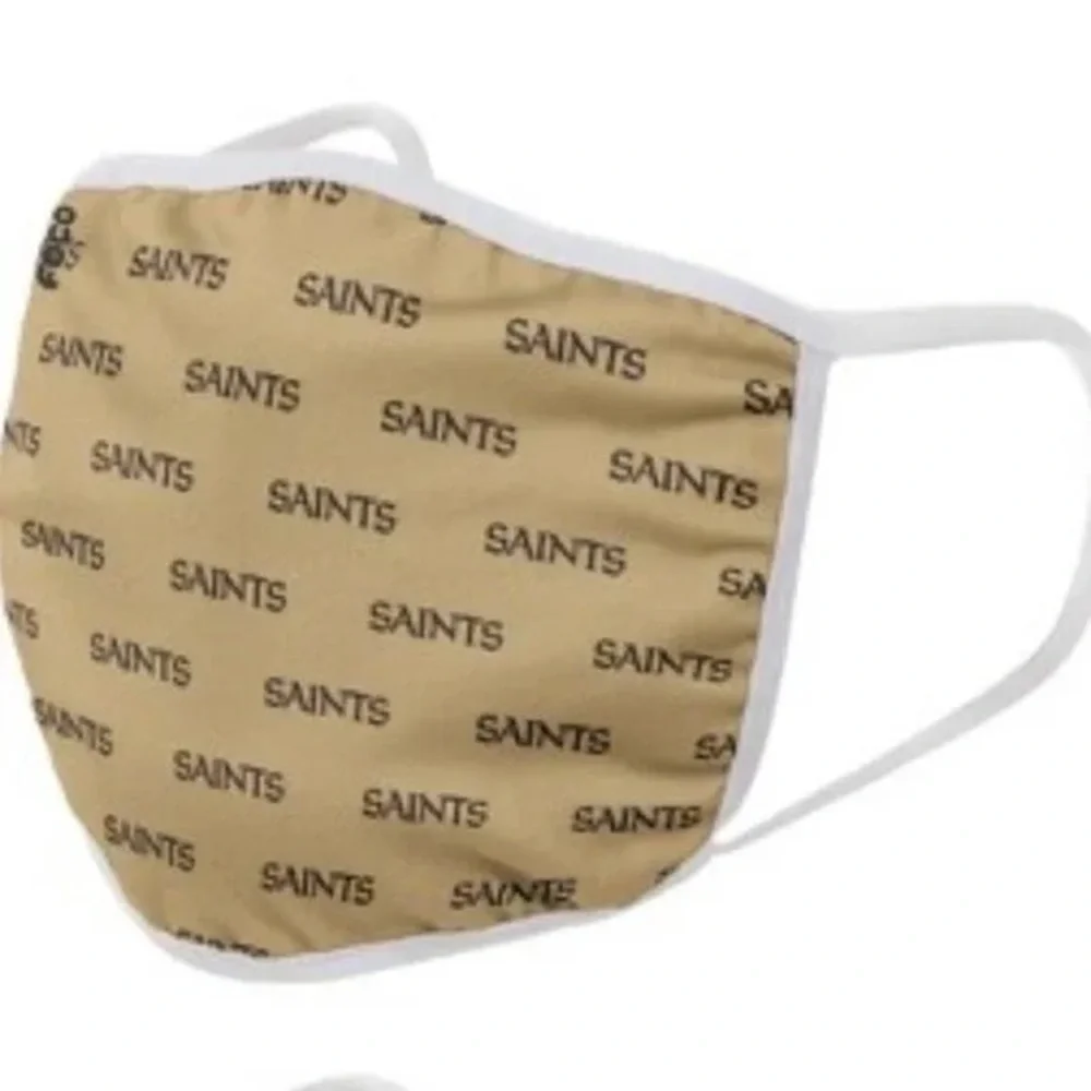 FOCO NFL NEW ORLEANS SAINTS 2 PACK FACE COVERINGS MASKS GLD BLACK UNISEX NWT